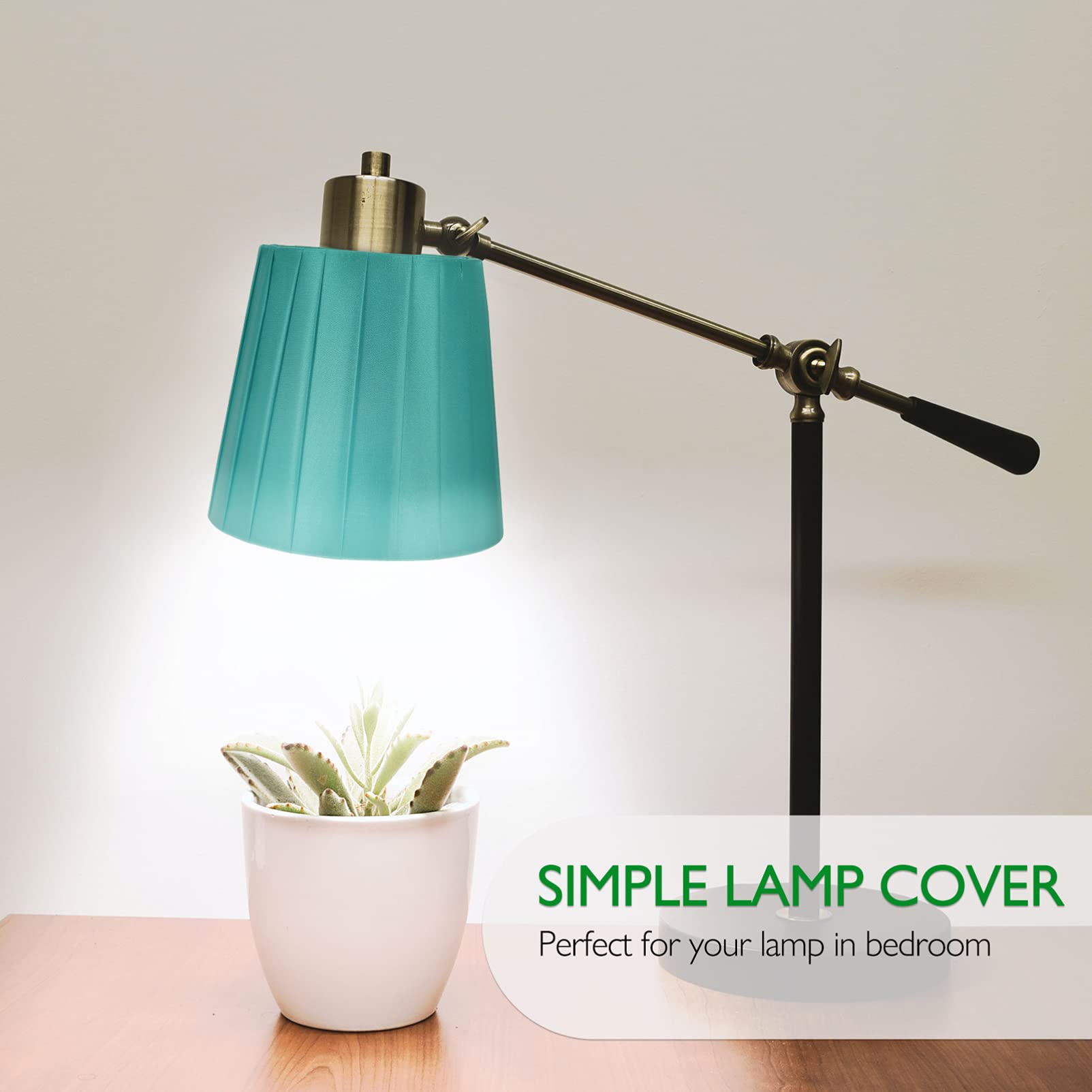 White Clip-On Barrel Lamp Shade - Dark Green Cloth Replacement Lamp Cover for Table Lamps | Perfect for Living Room, Bedroom & Office Lighting Decor