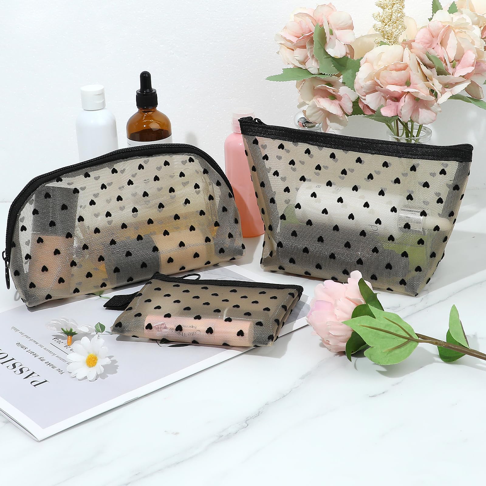 4 Pack Small Mesh Zipper Pouch Bags - Cosmetic Organizer for Women, Makeup Bags & Lipstick Storage - Travel Kit Accessories for Toiletries, Jewelry, and Small Items - Perfect for Travel, Gym, and Daily Organization
