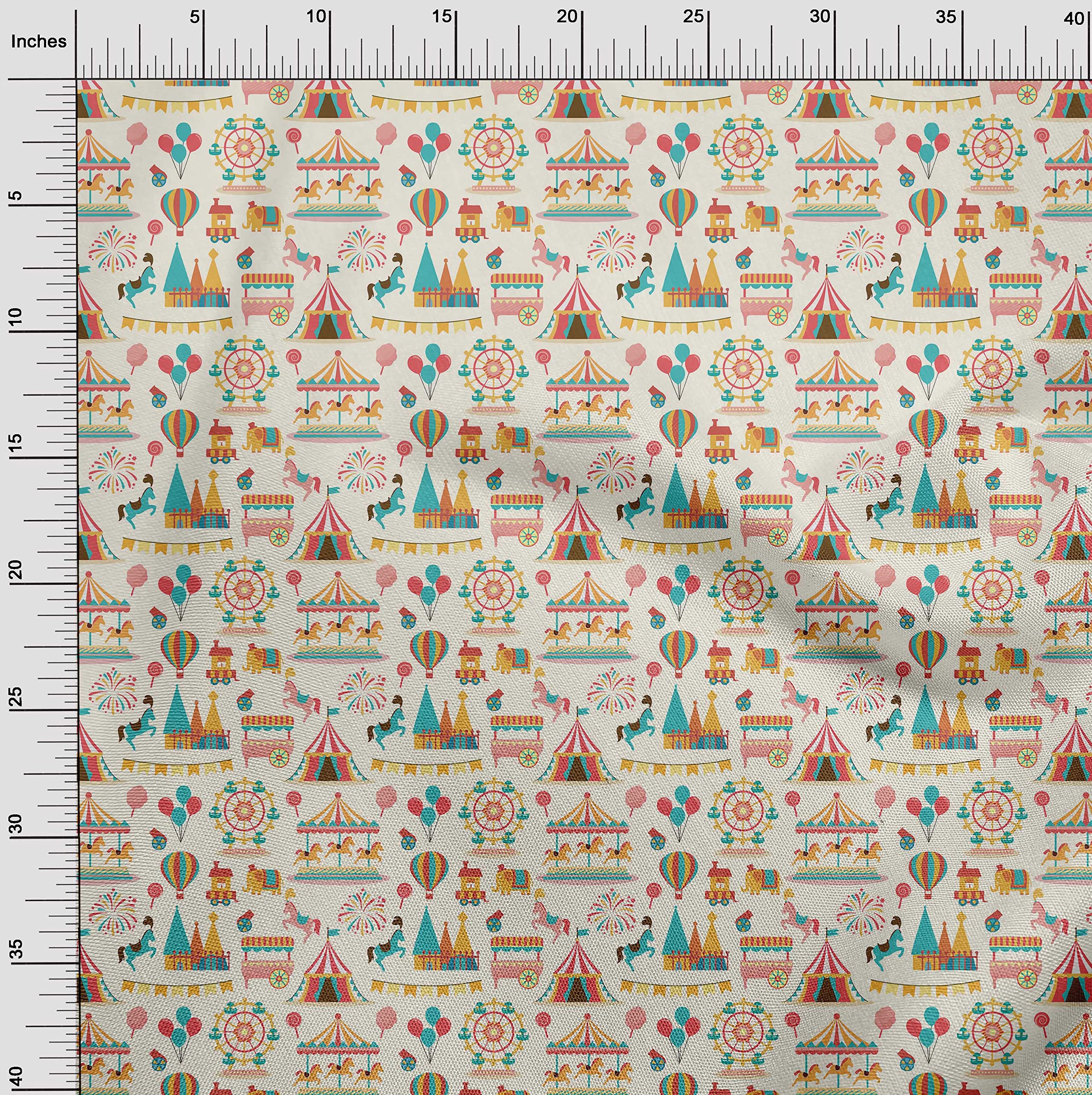 oneOone Polyester Spandex Light Beige Fabric - 56 Inch Wide Printed Material for Circus DIY Clothing, Quilting & Costume Making - Perfect for Dancewear, Craft Projects & Home Decor