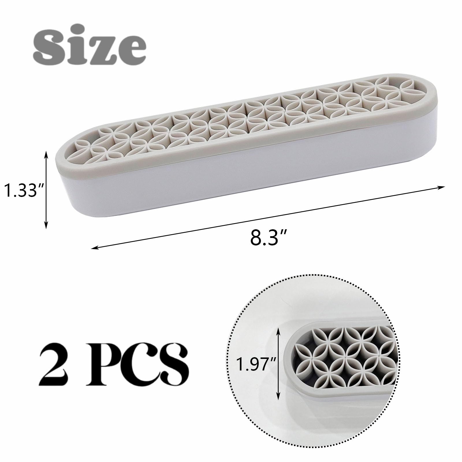 2-Pack Gray Silicone Makeup Brush Holder - Cosmetic Storage Box & Desktop Organizer for Brushes, Pens, Makeup Tools | Perfect for Vanity, Bathroom, Travel & Office Organization