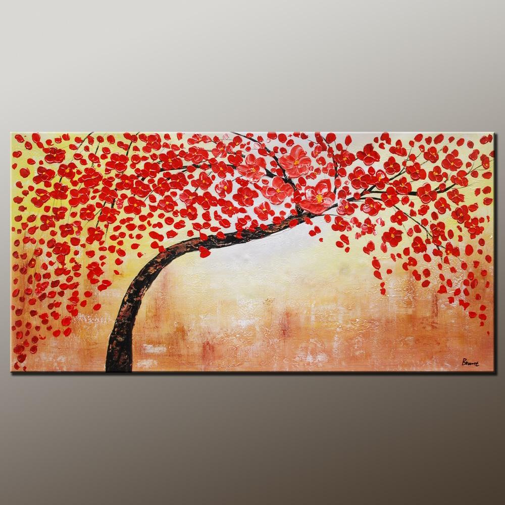 Acrylic Floral Painting with Heavy Texture - Modern Canvas Wall Art for Bedroom Decor | Contemporary Flower Art for Living Room & Home Interior