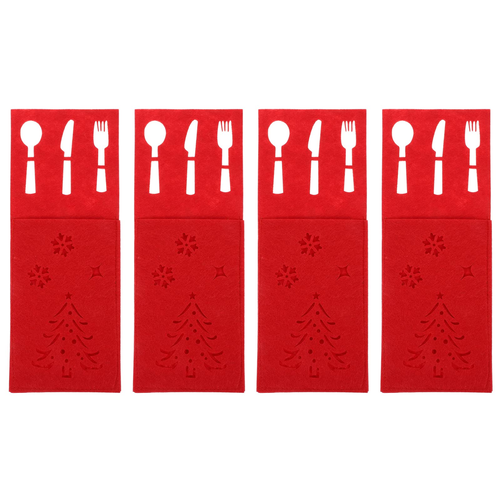 4Pcs Christmas Cutlery Bags - Felt Silverware Storage Pouches for Spoon, Fork & Chopsticks - Holiday Tableware Organizer for Christmas Dinner, Party & Gift Wrapping