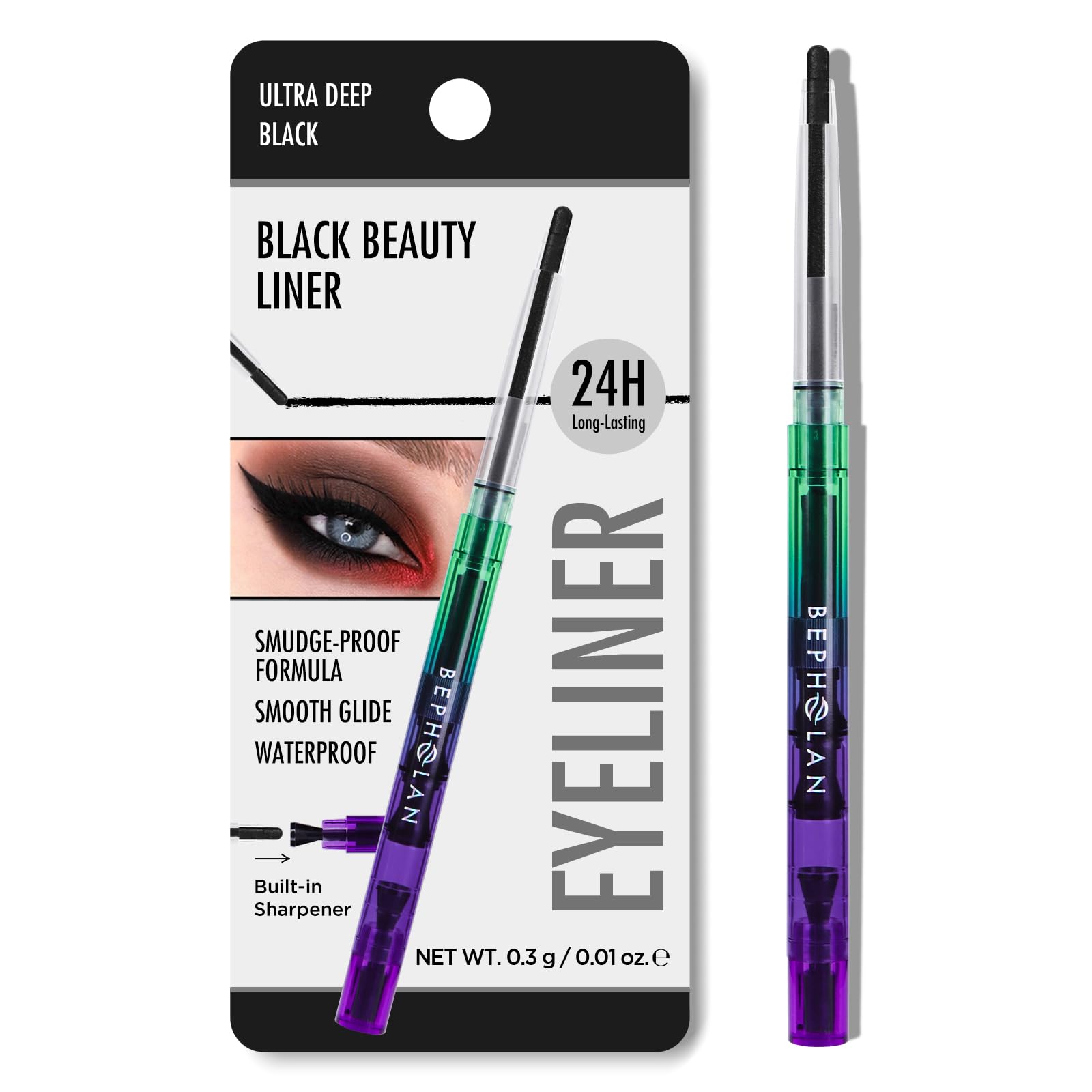 BEPHOLAN Black Eyeliner Pencil - Waterproof Gel Eyeliner for Waterline, Smudge Proof & Long Lasting - Perfect for Women's Everyday Makeup, Party & Special Occasions