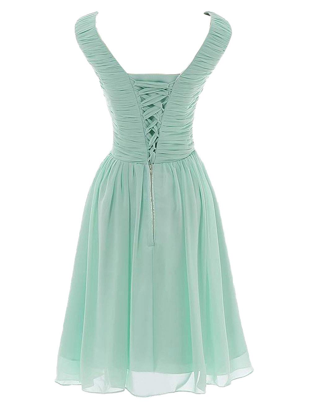 Teal Blue V-Neck Short Prom Dresses for Women - Elegant Bridesmaid Gowns Size 8 | Perfect for Weddings, Parties & Formal Events