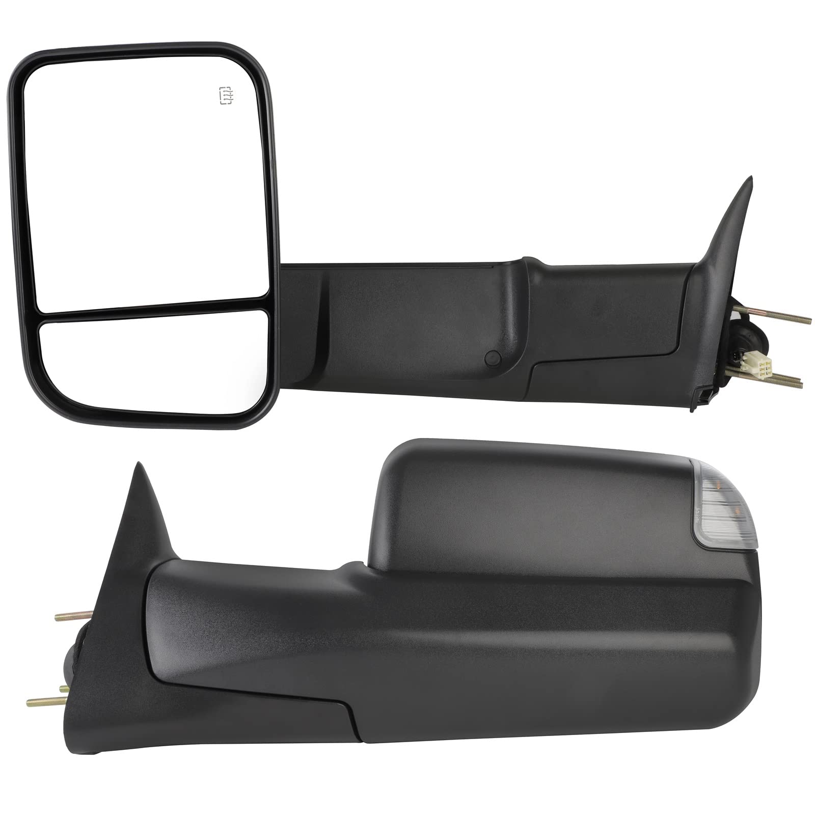 INEEDUP Towing Mirrors for Dodge Ram 1500/2500/3500 (1998-2001) - Power Control, Heated, Turn Signal, Black Housing - Driver & Passenger Side - Perfect for Off-Roading, Towing & Enhanced Visibility