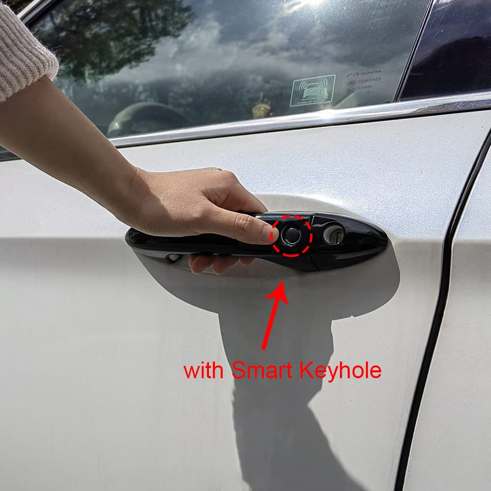 Glossy Black Exterior Door Handle Cover Trim for Honda Accord 2013-2017, Ridgeline 2017-2022, Pilot 2016-2022 - Smart Keyhole Compatible - Upgrade Your Car's Style & Protection (Perfect for Daily Commute, Road Trips & Car Shows)