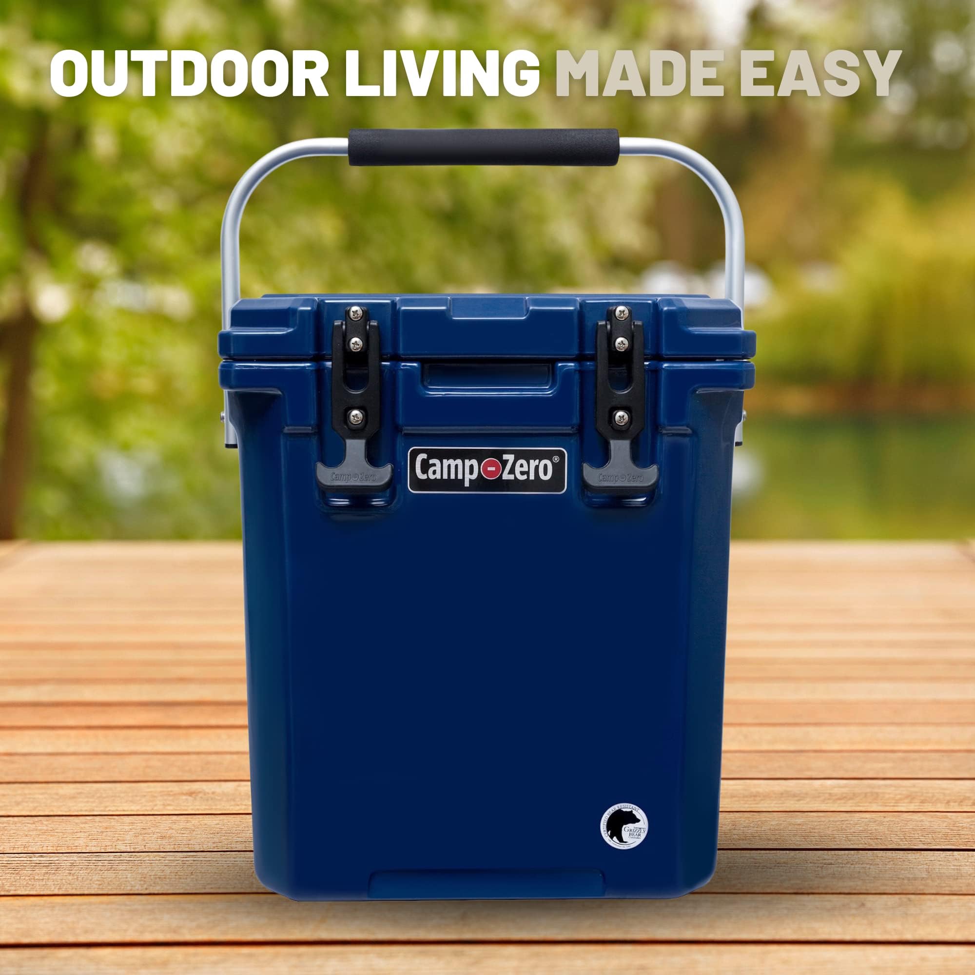 CAMP-ZERO 16L/16.9 Quart Portable Hard Cooler with Divider - Insulated for Drinks, Wine Bottles & Food - Perfect for Beach, Picnics, Boating, Camping & Travel - Features 2 Molded Cup Holders & Folding Aluminum Handle - Great for Outdoor Adventures, Tailgating & Family Gatherings