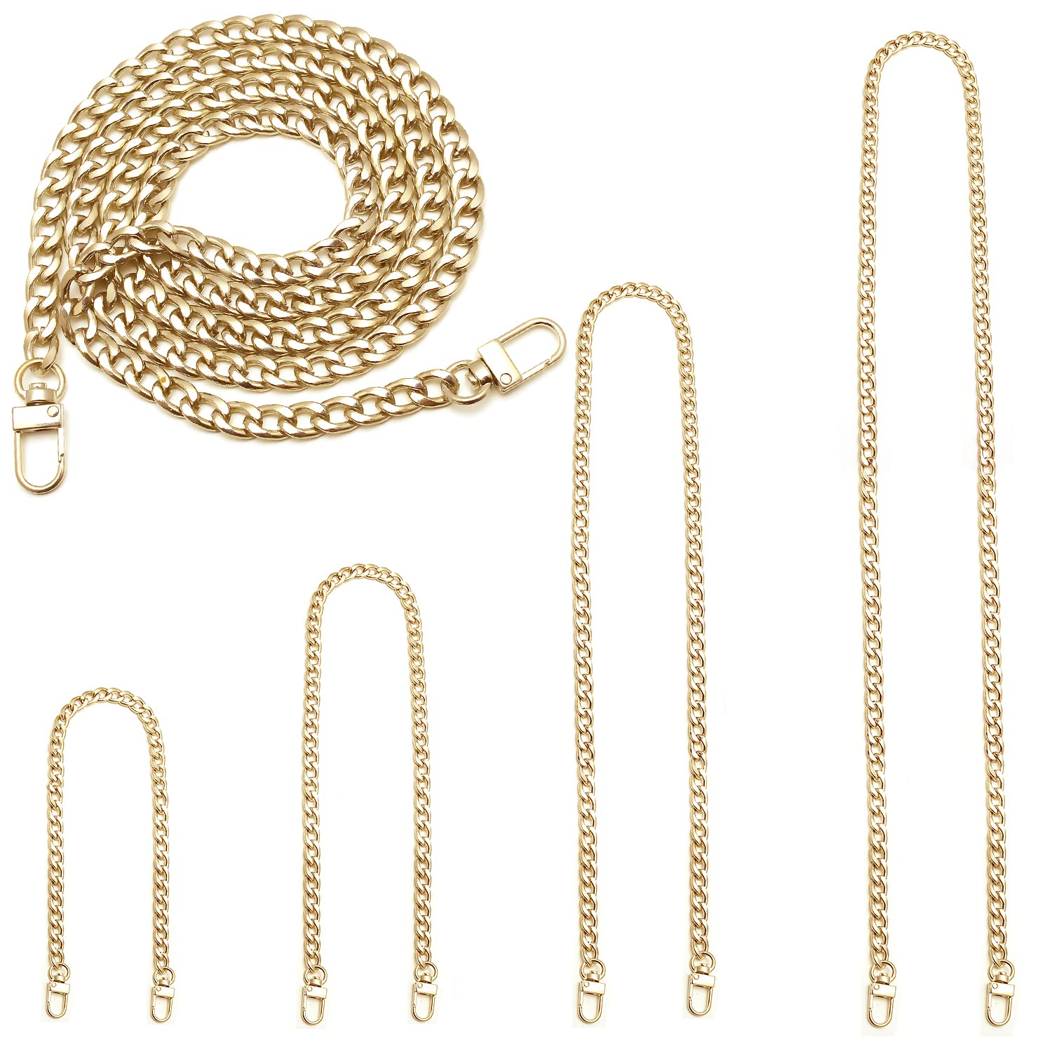 4-Piece DIY Iron Flat Chain Belt Set - Gold Metal Buckle (7.9
