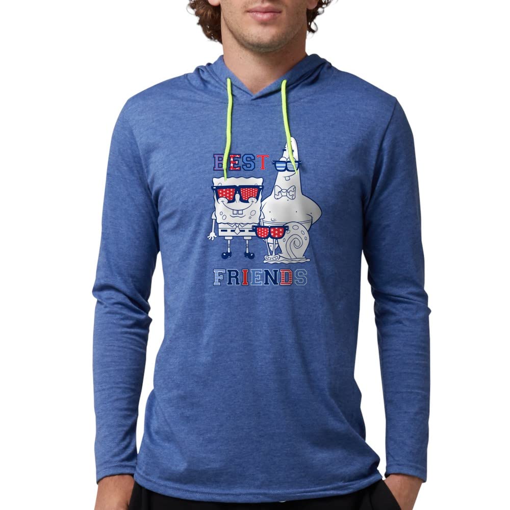 SpongeBob SquarePants Best Friends Hoodie for Men - Soft Cotton Pullover Sweatshirt - Funny Cartoon Character Apparel - Perfect for Casual Wear, Gifts & Fan Merchandise