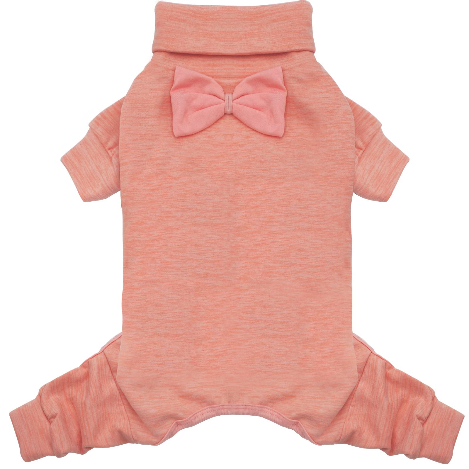 KYEESE Small Dog Pajamas - Super Soft & Warm Turtleneck Dog Sweater with Bowtie | Stretchy Dog Onesie for Cold Weather | Cozy Winter Dog Coat (Pink, XL) - Perfect for Indoor Lounging & Outdoor Walks