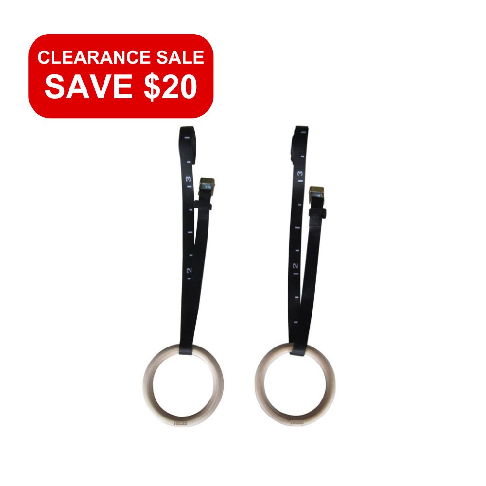 Fitlab Adjustable Gym Rings for CrossFit, Calisthenics & Home Workouts - Pair of Wooden Gymnastic Rings with Straps - Perfect for Strength Training, Pull-ups & Outdoor Fitness