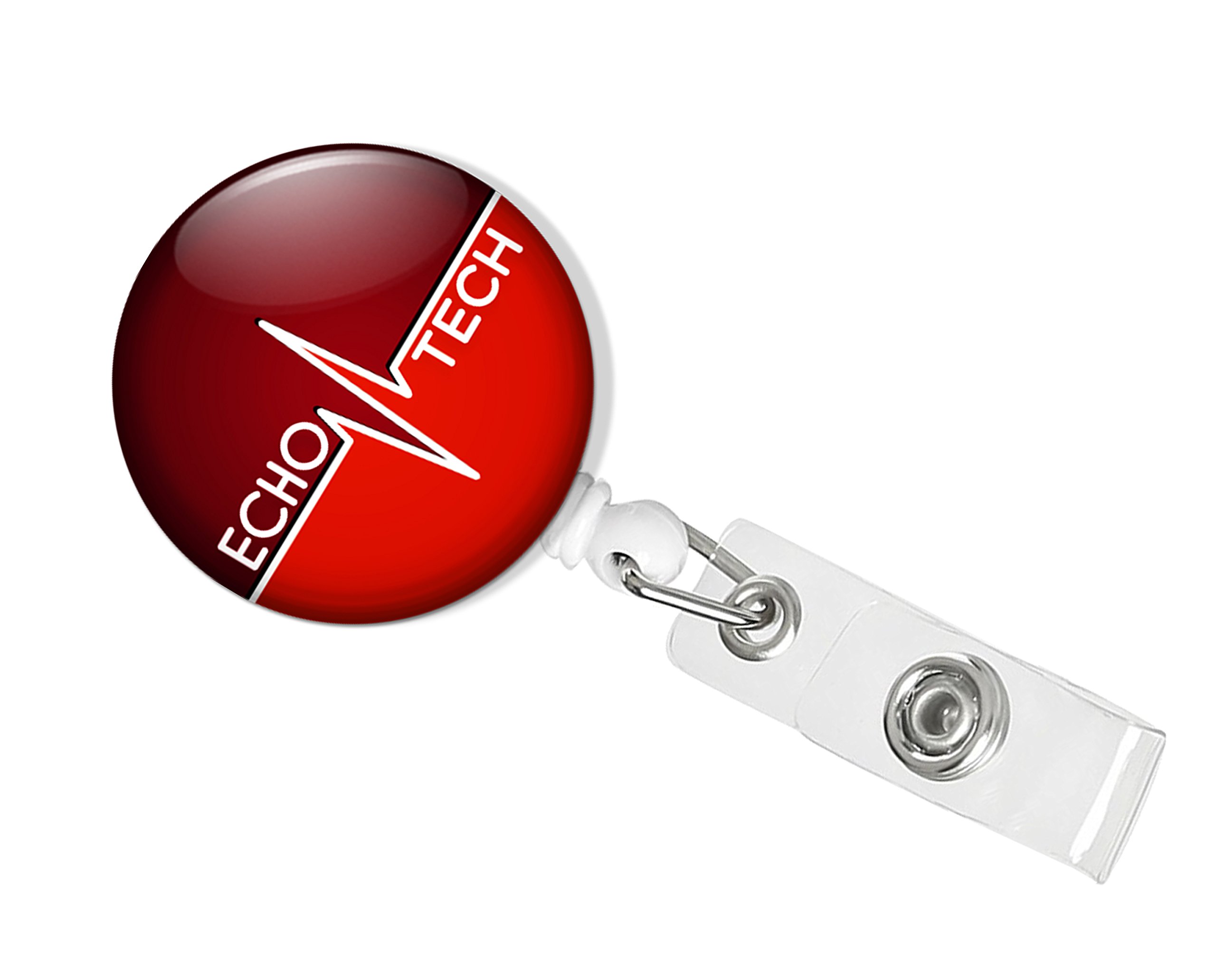 Echo Tech Echocardiographer Retractable Badge Holder - Red NBAC - Perfect for Medical Professionals, Nurses & Hospital Staff ID Badges