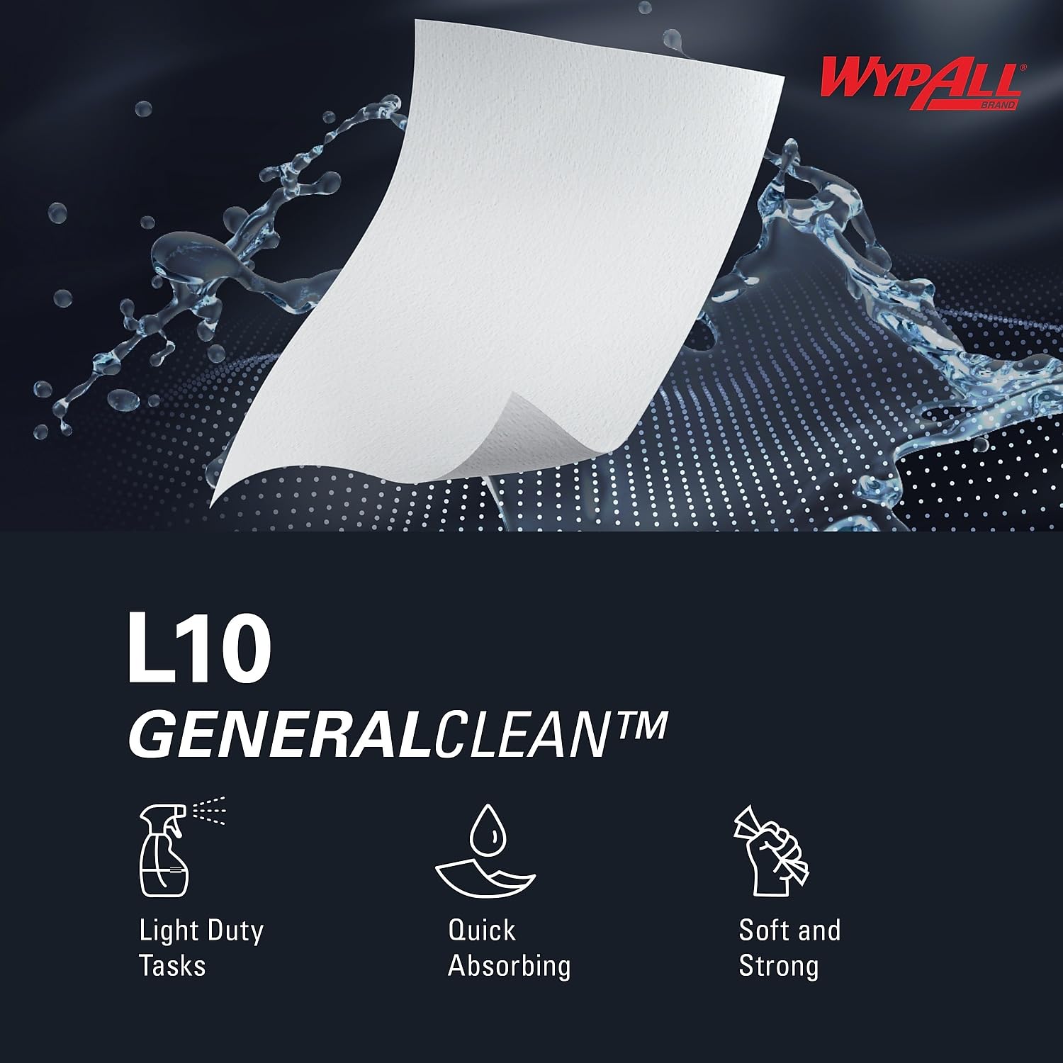 Kimberly Clark KCC05320 WYPALL L10 Utility Wipes - 125 Wipes per Box, 18 Boxes per Carton | Industrial Cleaning, Workshop, Garage & Commercial Use