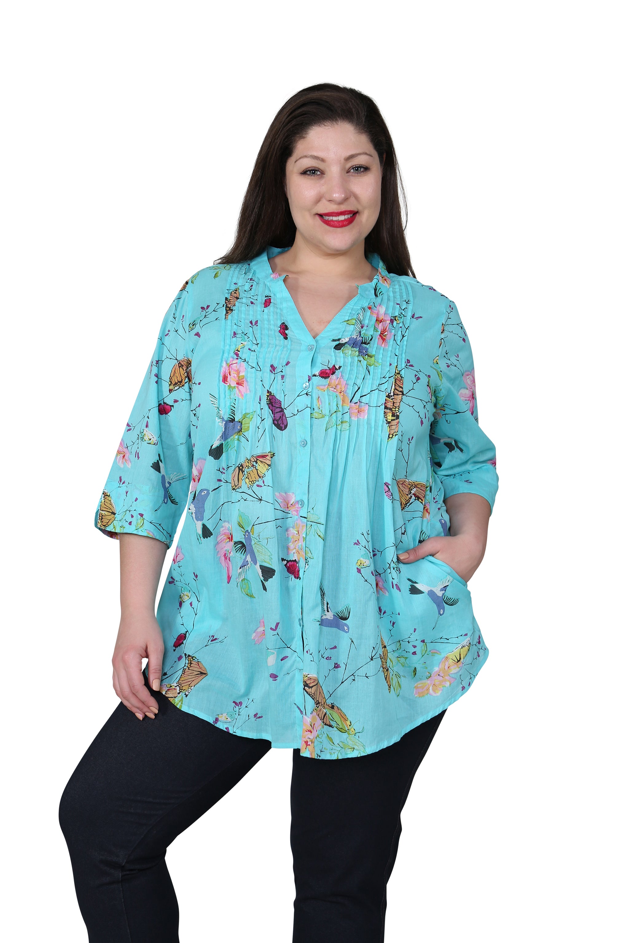 Plus Size Nature Print Tunic - Floral Summer Blouse for Women | Casual Wear & Vacation Outfit