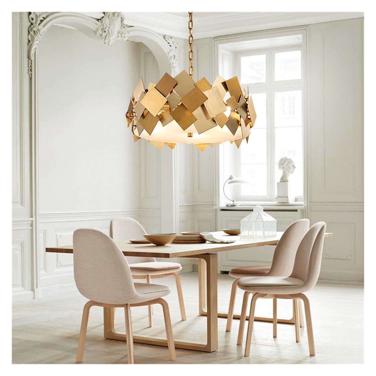 Modern Luxury LED Chandelier - 53x22cm Gold Pendant Light for Living Room & Bedroom - Energy Efficient Crystal Ceiling Lighting Fixture for Dining Room, Hallway, and Home Decor