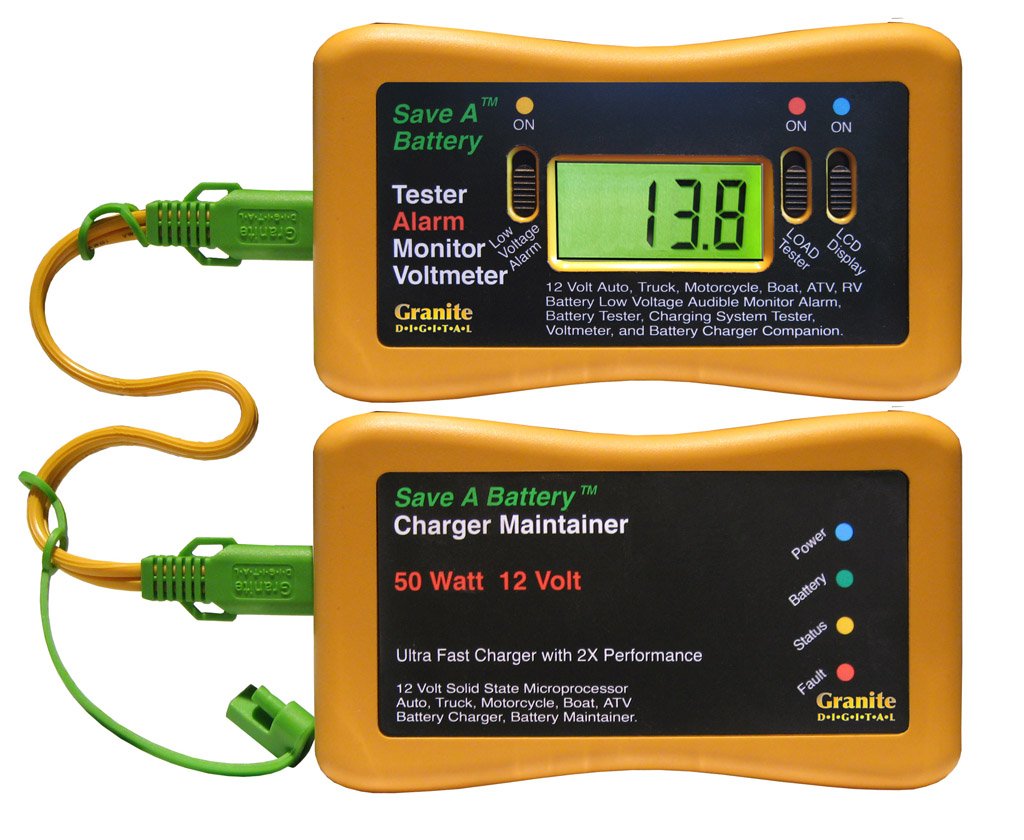 12V Battery Charger Maintainer & Tester with Alarm - Smart Car Battery Charger for Cars, Trucks, Motorcycles - Perfect for Winter Storage & Emergency Jump Starts