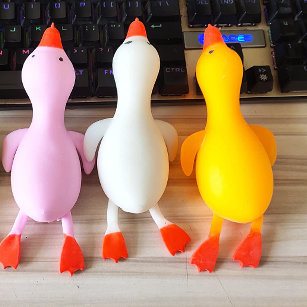 Funny Cute Stretchy Soft Duck Squishy Toys for Stress Relief - Squeeze Fidget Sensory Toys for Kids & Adults - Perfect Birthday Party Favors, Christmas Stocking Stuffers, Easter Basket Fillers & Classroom Rewards (Great for Anxiety Relief, Focus & Sensory Play)