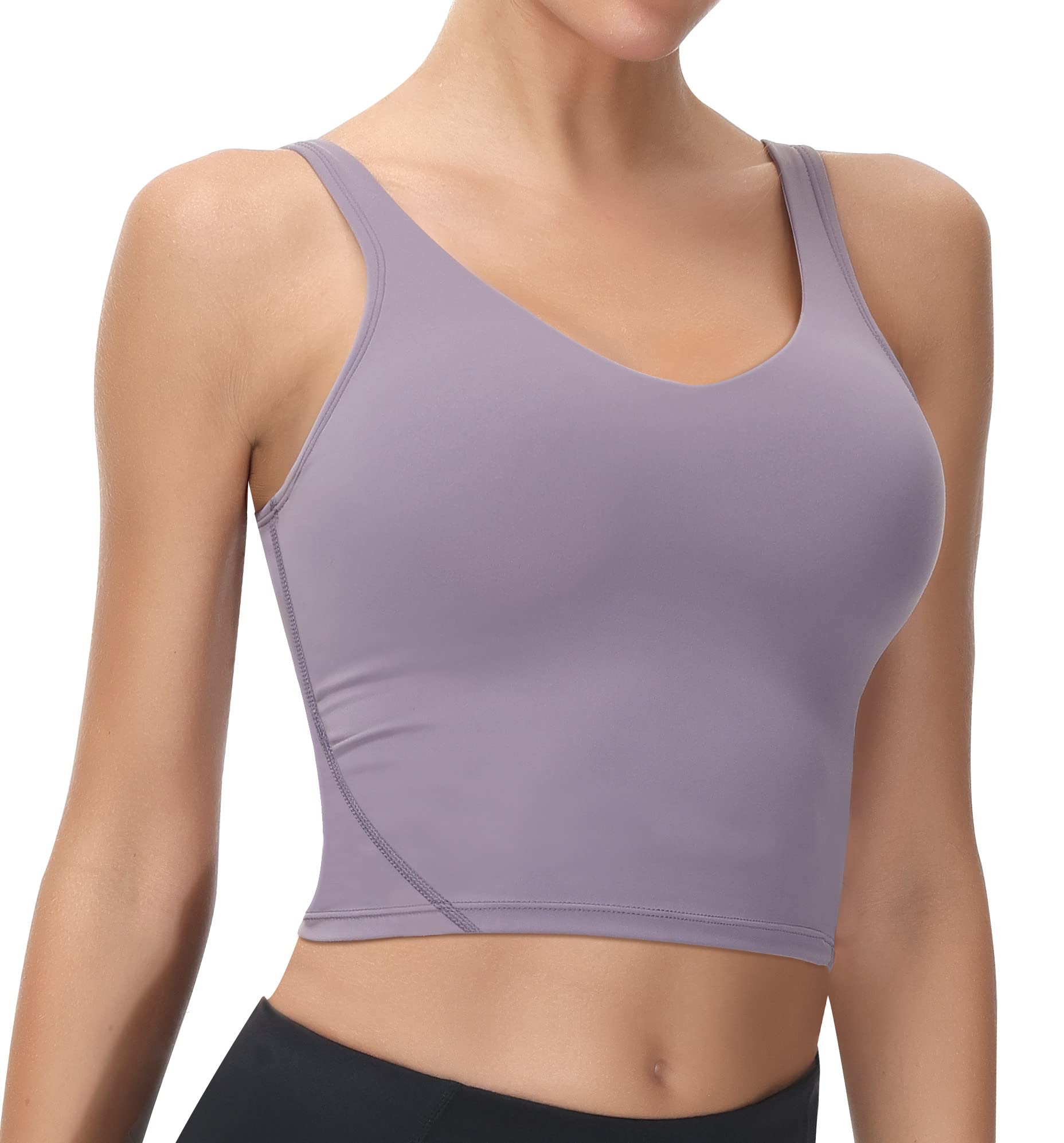 Ewedoos Women's Workout Tank Top with Built-in Bra - Cropped Yoga Shirt, Longline Sports Bra for Running, Gym & Fitness