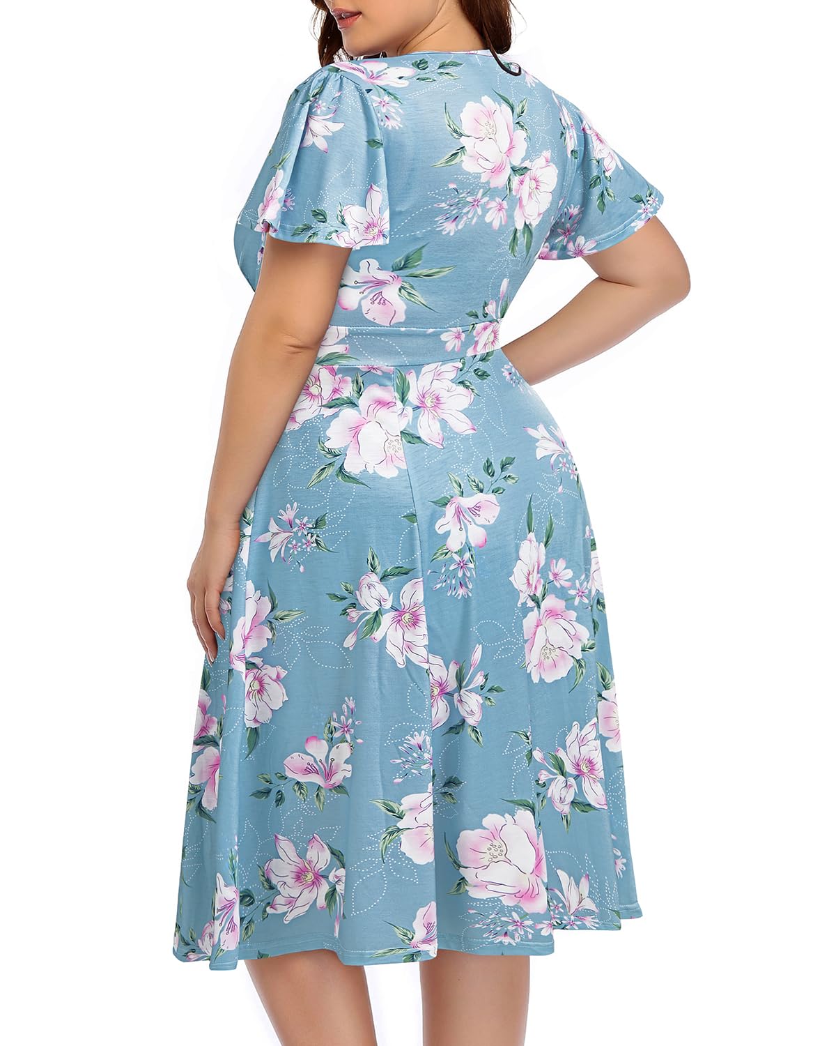 Elegant Plus Size Women's Cocktail Dress for Wedding Guest - Semi Formal Wrap Midi Dress with Empire Waist | Perfect for Parties, Bridal Showers & Special Occasions