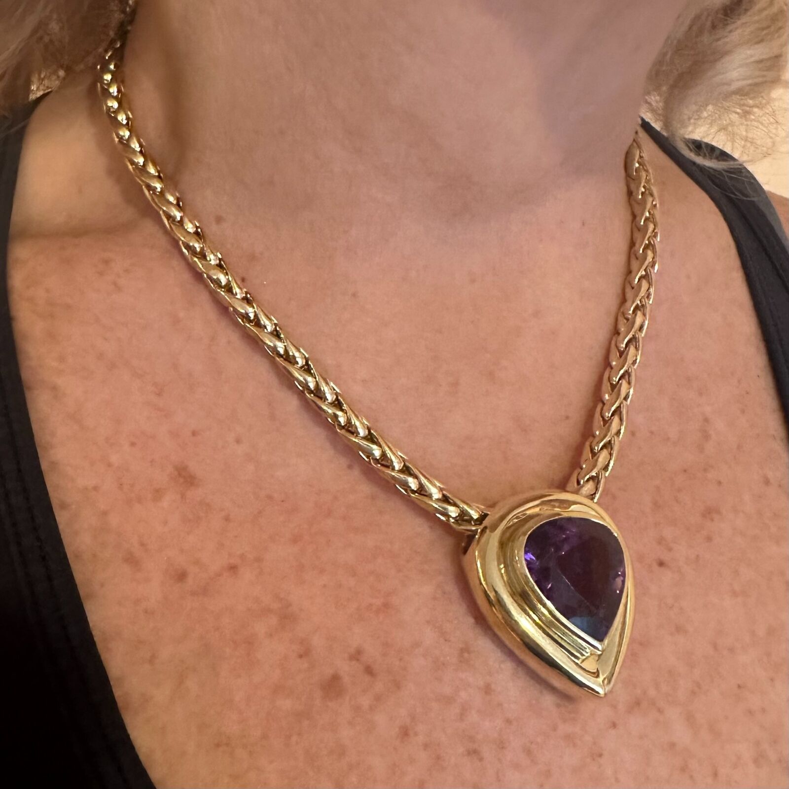 Authentic Tiffany & Co Paloma Picasso 18k Gold Large Amethyst Pendant Necklace for Women - Elegant Jewelry Gift for Anniversary, Valentine's Day & Special Occasions