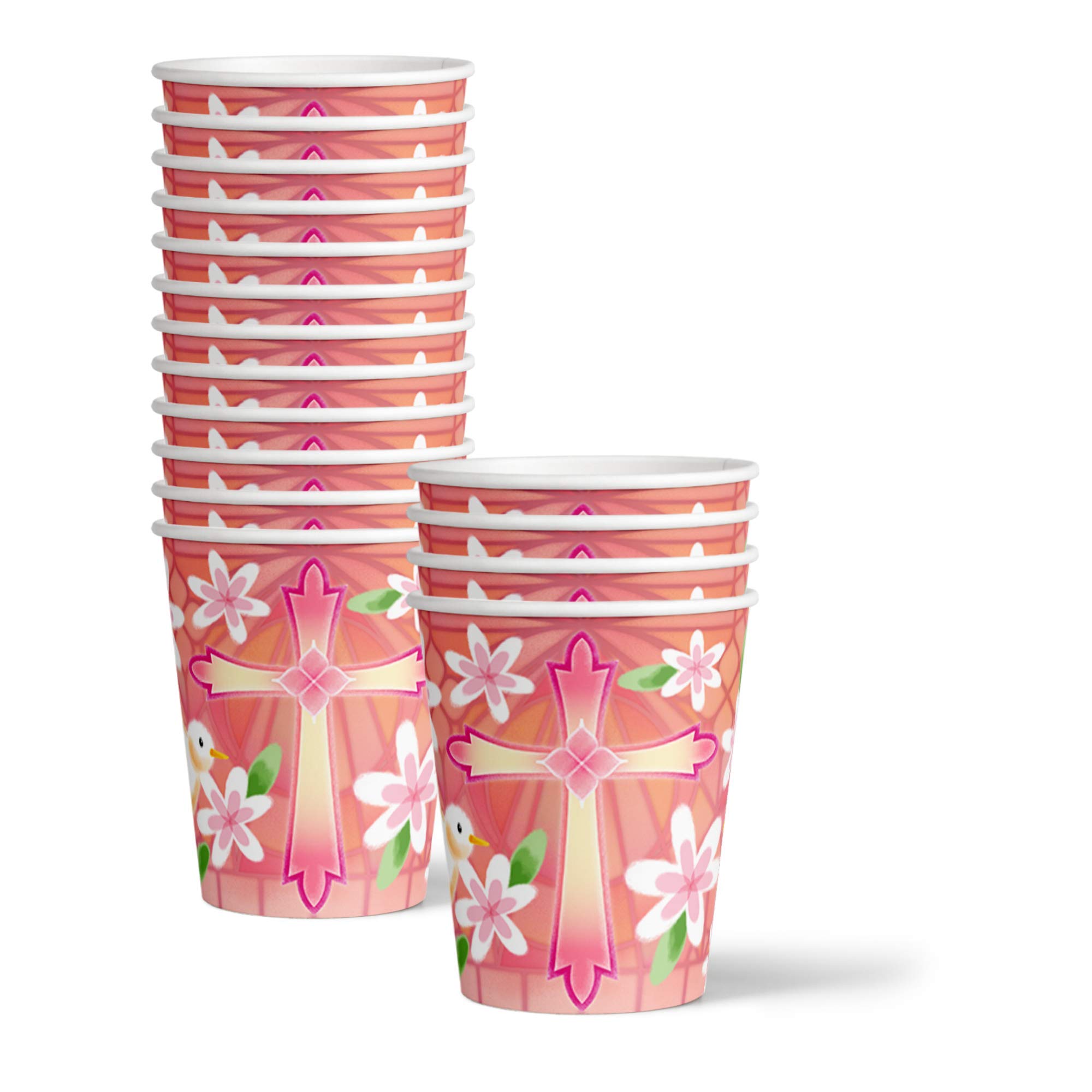 Baptism Girl Party Supplies Set - 16-Piece Tableware Kit with Plates, Napkins & Cups for Christening Celebrations & Baby Showers