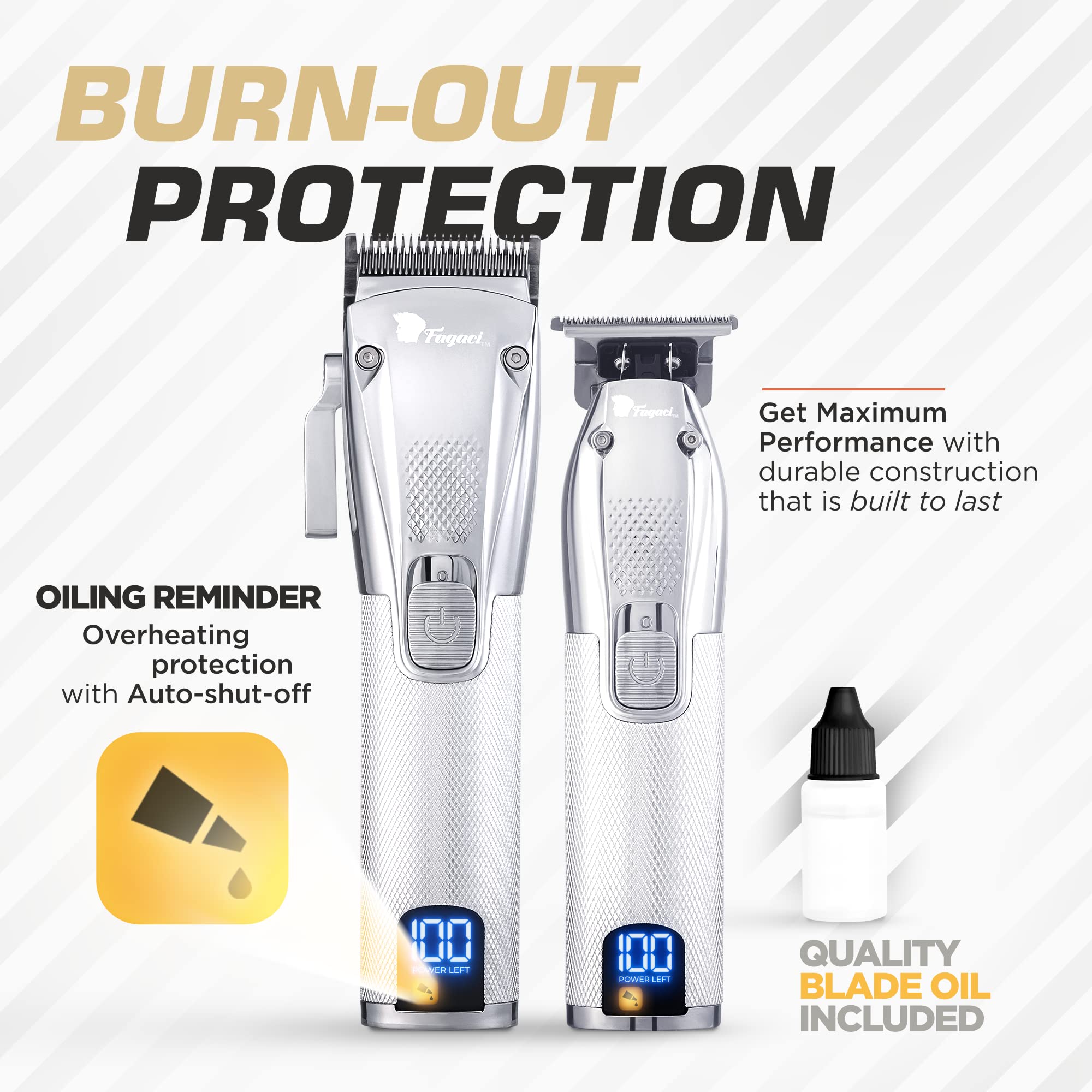 Professional Hair Clippers for Men - Cordless Barber Clippers & Trimmers Set with Turbo Power & Precise Cutting - Haircut Kit for Home & Salon Use - Perfect for Fades, Buzz Cuts & Styling