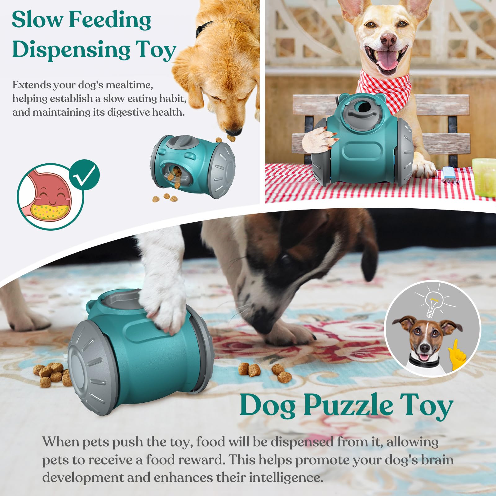 Interactive Treat Dispensing Puzzle Toy for Small & Medium Dogs - Slow Feeder Dog Toy, Mental Stimulation & Digestion Aid - Robot-Shaped Chase Toy (Bear2-Blue) | Fun Training Reward & Boredom Buster for Indoor Play