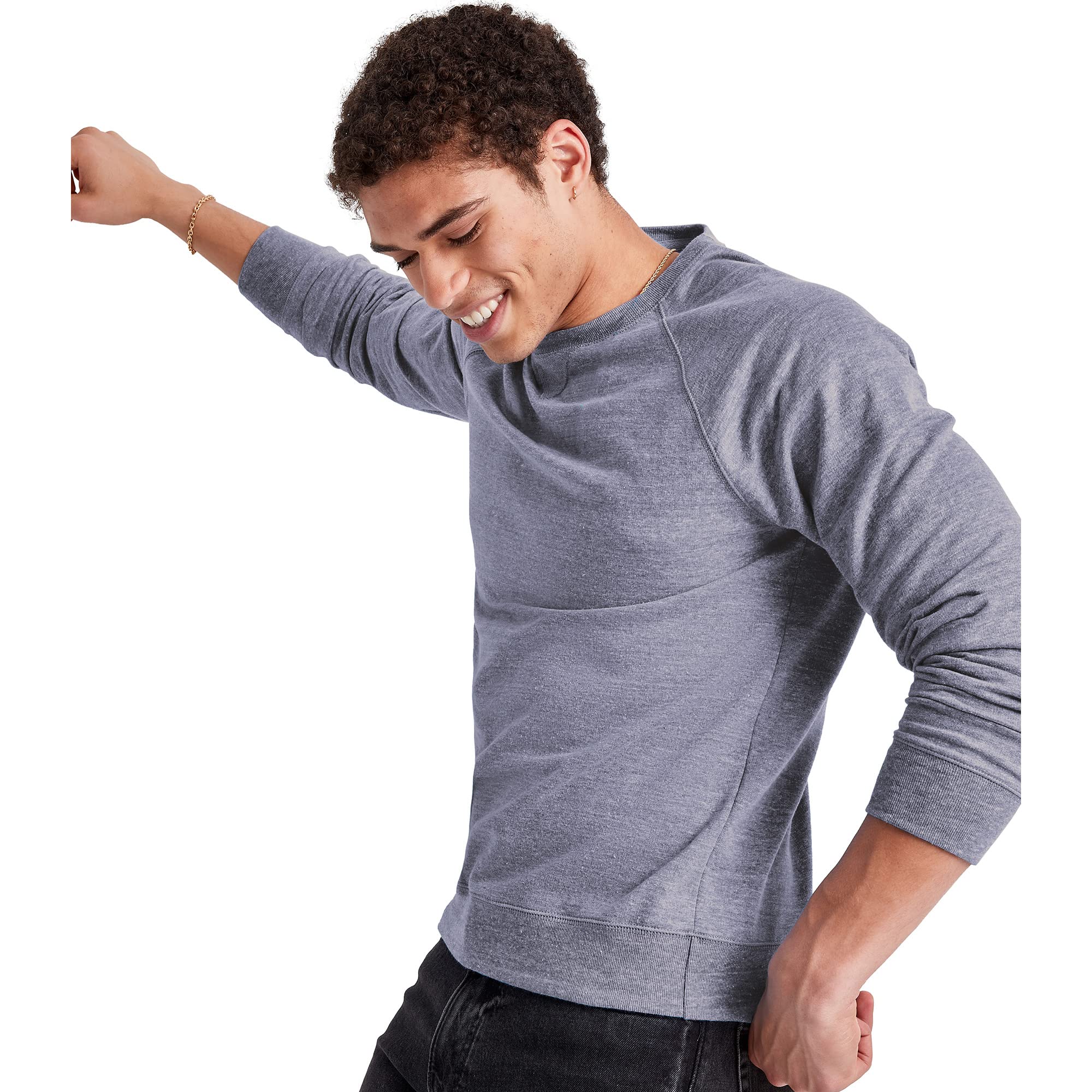 Hanes Men's Tri-Blend French Terry Crewneck Sweatshirt - Soft Casual Pullover for Everyday Wear, Lounge & Street Style Outfits