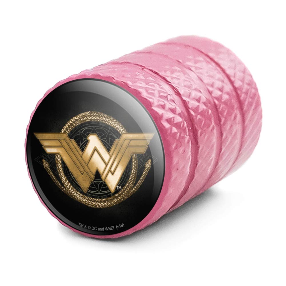 Wonder Woman Movie Golden Lasso Logo Aluminum Valve Stem Caps for Car Wheels - DC Comics Superhero Accessories for Tire Rim Decoration & Customization (Perfect for Cosplay, Car Shows & Superhero Fans)