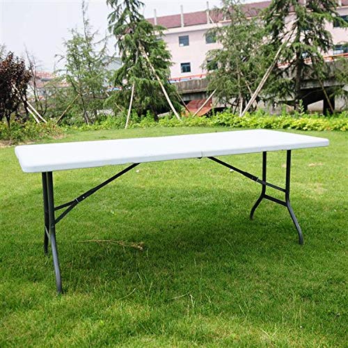 6' Folding Table - Portable Plastic Dining Table for Indoor & Outdoor Use | Picnic, Party, Camping | Multipurpose Rectangle Table in White (Ideal for Dining, Events & Outdoor Gatherings)