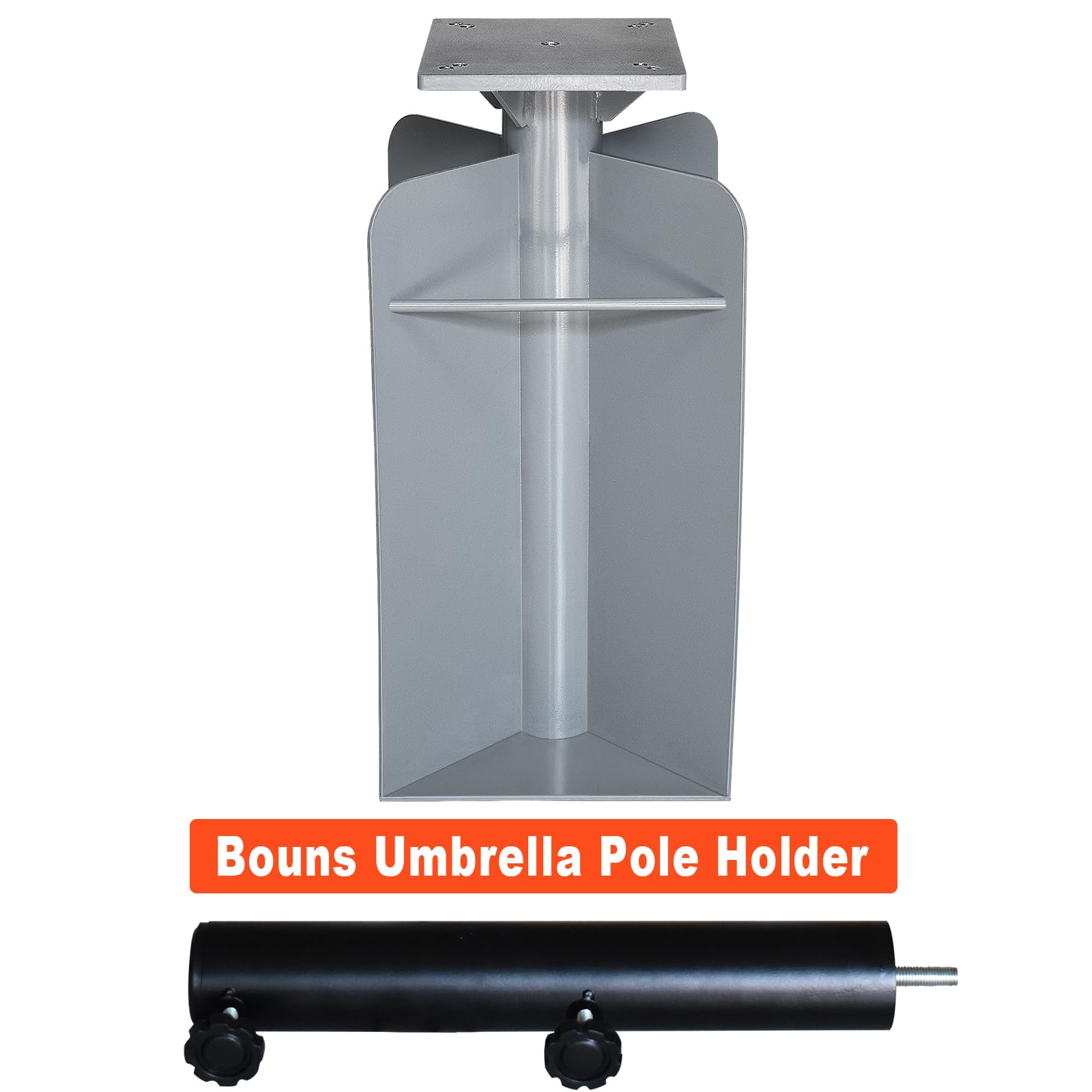 Heavy Duty In-Ground Umbrella Base Stand for Offset Cantilever Patio Umbrella - Silver | EliteShade USA | Perfect for Poolside, Backyard, and Outdoor Dining Areas