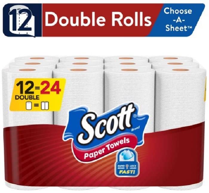 Premium Choose-A-Sheet Paper Towels - 12 Double Rolls (12-Pack) | Strong & Absorbent for Kitchen Cleaning, Spills & Household Use | Eco-Friendly & Soft
