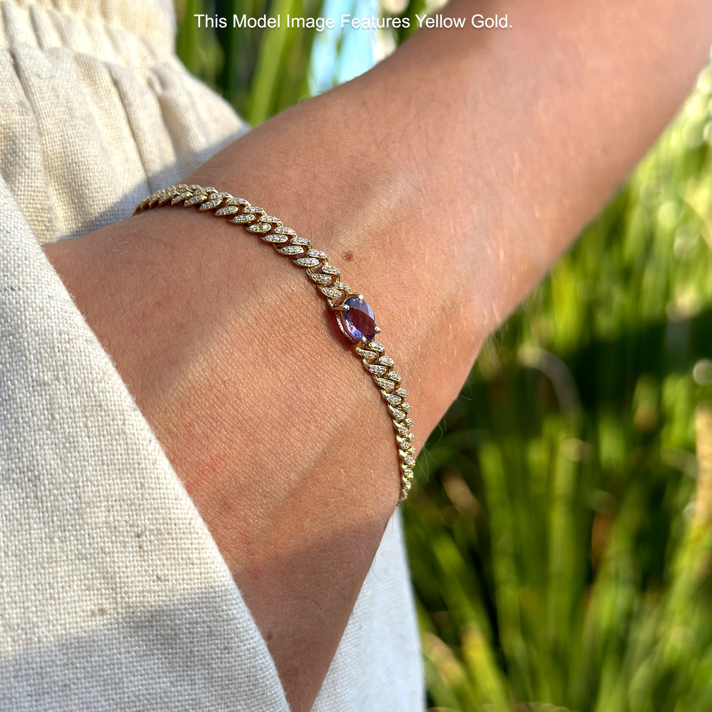 14K Yellow Gold Oval Green Emerald & Natural Diamond Cuban Link Bracelet for Women - Elegant Jewelry Gift for Birthday, Anniversary & Special Occasions