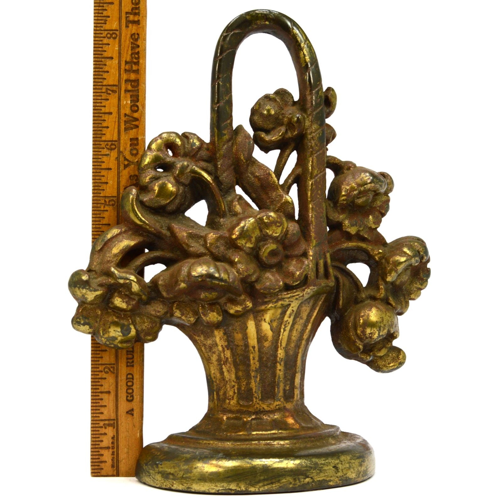 Vintage Flower Basket Door Stop & Bookend - 8 3/4