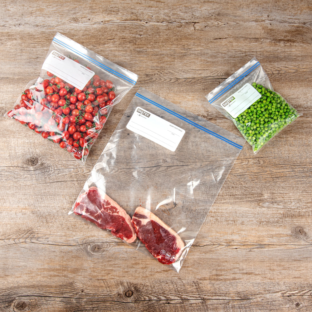Bag Tek 2 Gallon Clear Plastic Freezer Bags – Double Zipper, Write-On Label, BPA-Free (15 x 13 Inches) – 1000 Count Box – Ideal for Food Storage, Meal Prep & Freezing
