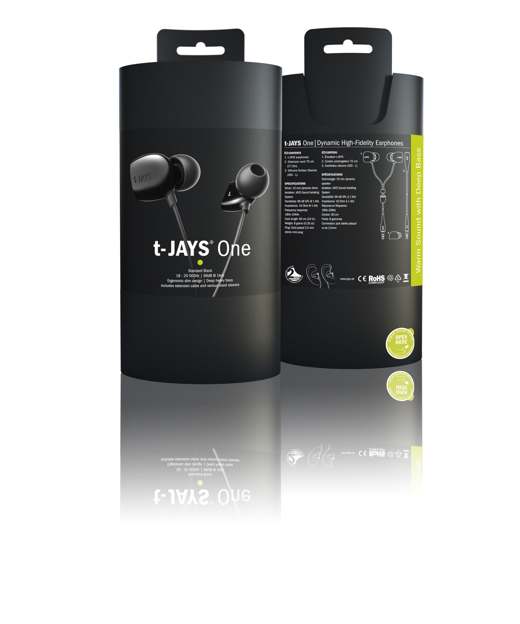 JAYS T-JAYS One Premium In-Ear Headphones with High-Quality Sound for Music, Gaming & Travel - Comfortable & Durable Earphones for iPhone, Android & Laptops