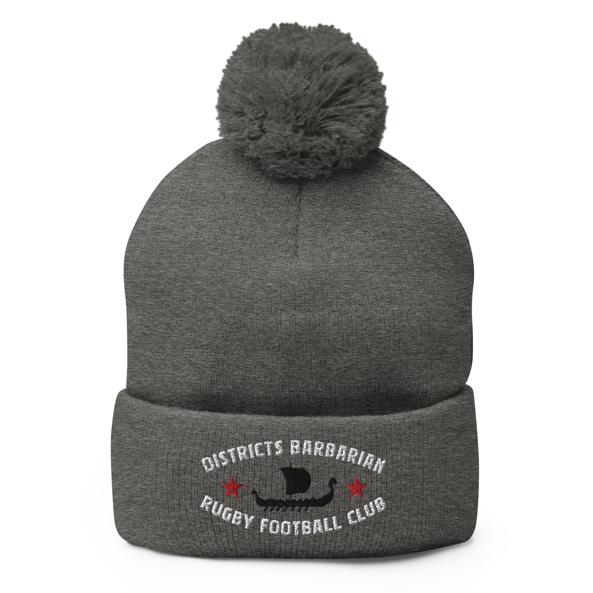 Districts Barbarian RFC Pom Pom Beanie - Warm Winter Knit Hat for Men & Women - Perfect for Football Games, Skiing, and Outdoor Activities