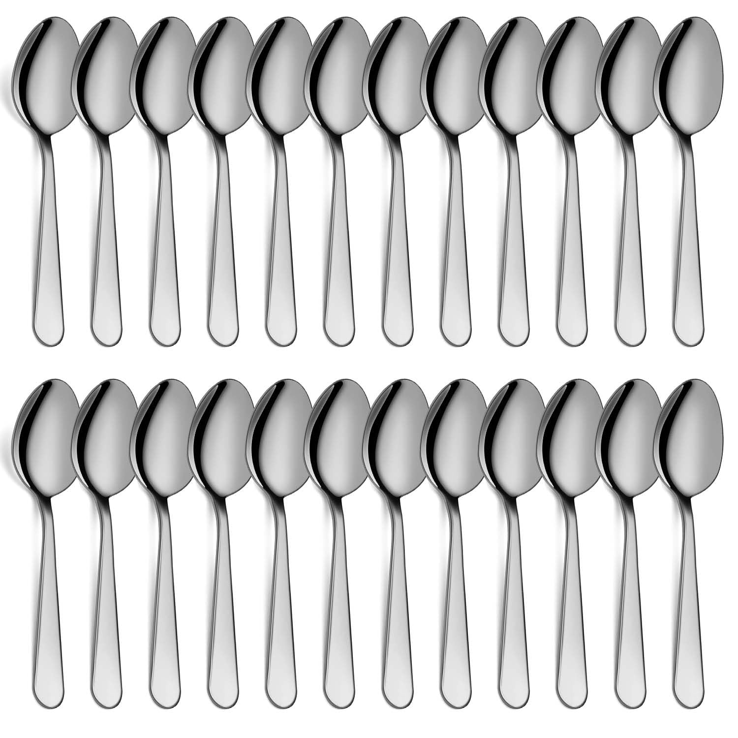 24-Piece Stainless Steel Dessert Spoons Set - Mirror Polished Dining Cutlery (6.7 Inches) - Dishwasher Safe for Restaurants, Parties & Everyday Use