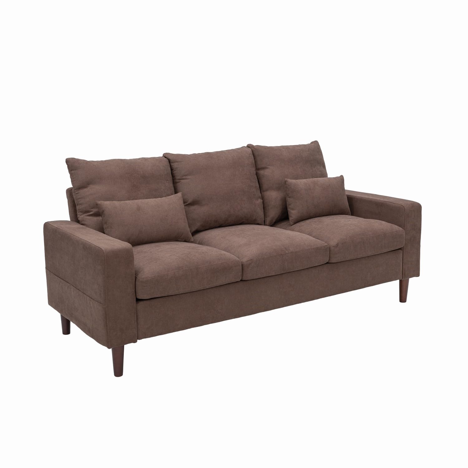 Panana Luckycloud Modern 3-Seater Fabric Sofa - Upholstered Living Room Couch for Small Spaces, Dorm Rooms & Apartments (Brown) | Perfect for Compact Living Areas, Studio Apartments & Cozy Home Decor