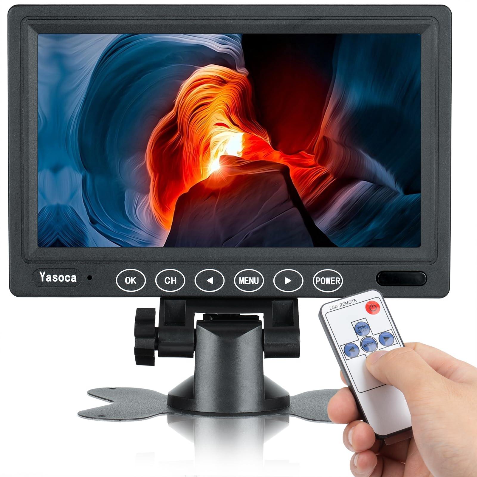 7 Inch Portable HDMI Monitor - 1024x600 Resolution IPS Screen with Built-in Speakers & Remote Control | HDMI/VGA Input for Gaming, CCTV Security, Raspberry Pi, PC | Perfect for Home Office, DIY Projects & On-the-Go Use