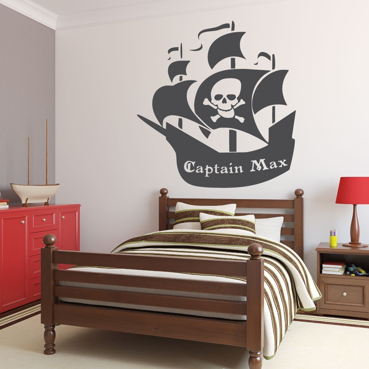 Personalized Pirate Ship Wall Decal - Removable Vinyl Sticker for Boys Room, Playroom, Nursery & Classroom Decor | Perfect for Kids Bedroom, Preschool & Home Decoration