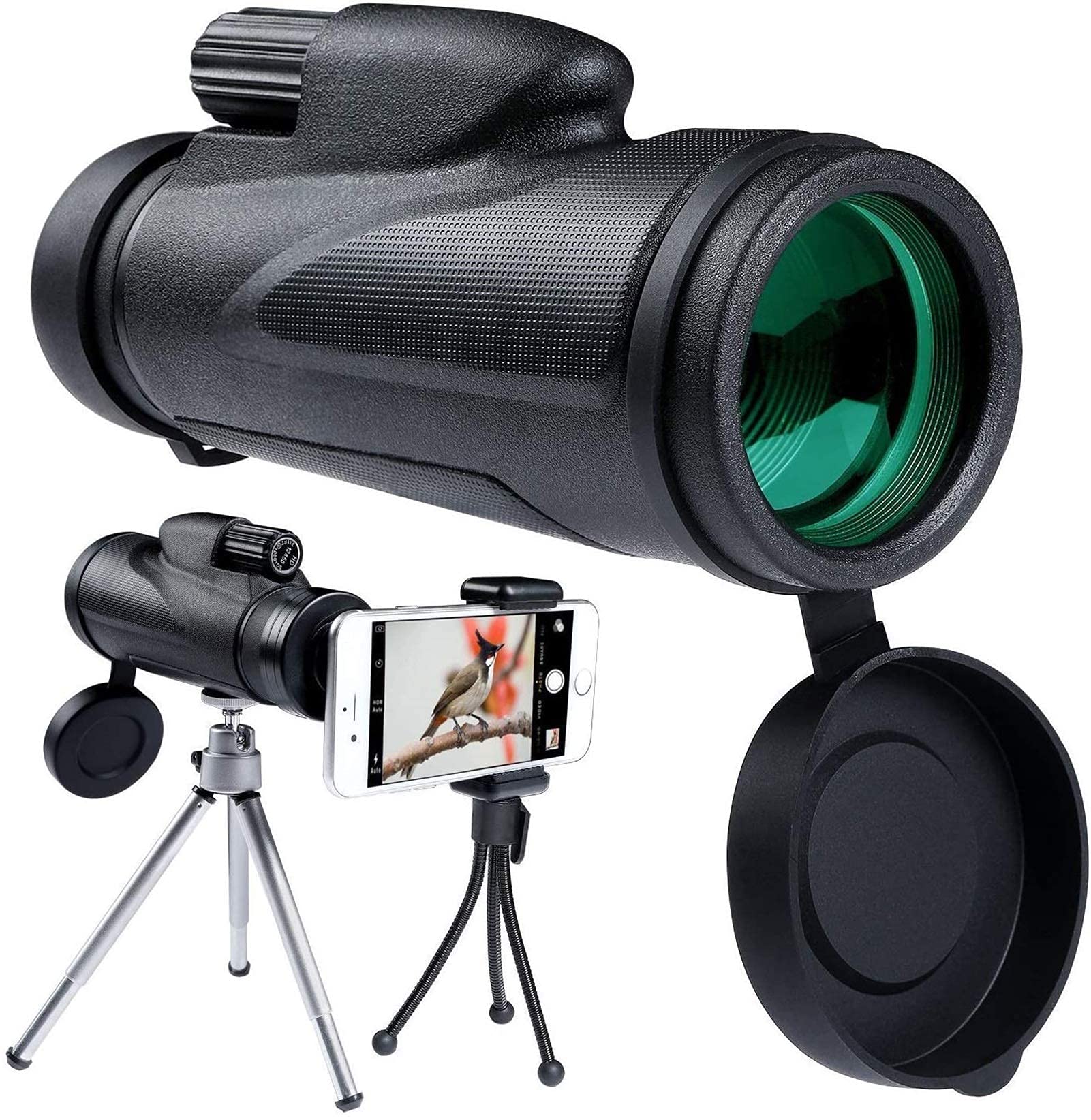 High Power Monocular Telescope with Phone Adapter - 12x50 BAK4 Prism Monocular for Adults & Kids - Perfect for Bird Watching, Hunting, Hiking, and Outdoor Adventures