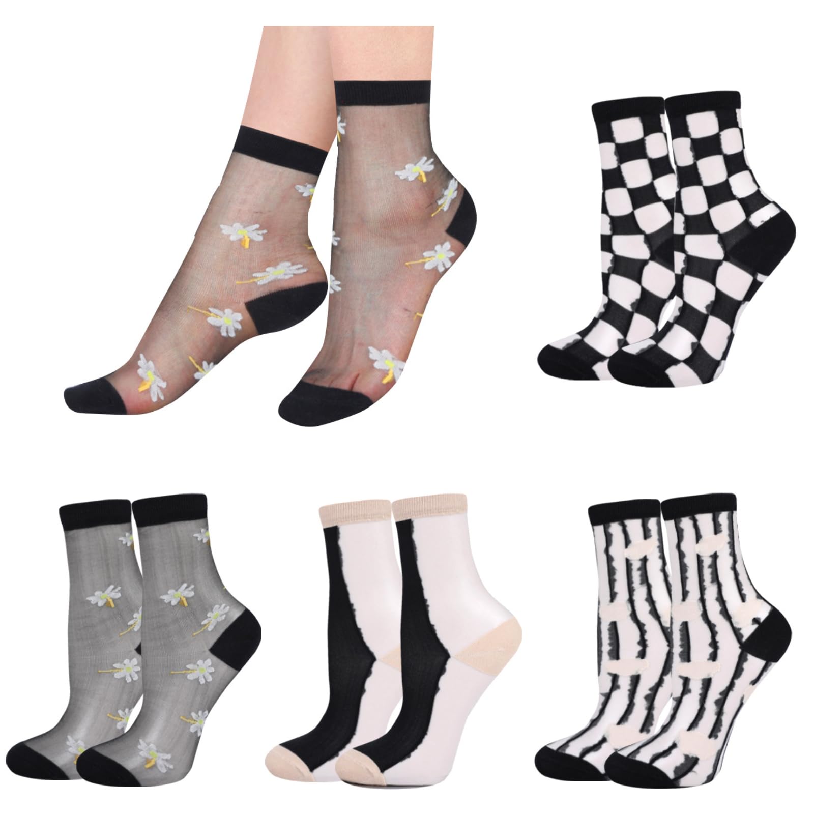 Violet Mist Women's Sheer Mesh Socks - Transparent Nylon for Summer & Fashion