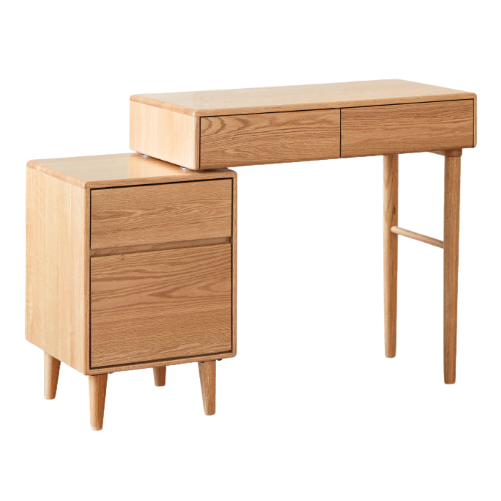 Modern Oak Solid Wood Retractable Dressing Table - Space-Saving Vanity for Bedroom, Bathroom & Small Apartments