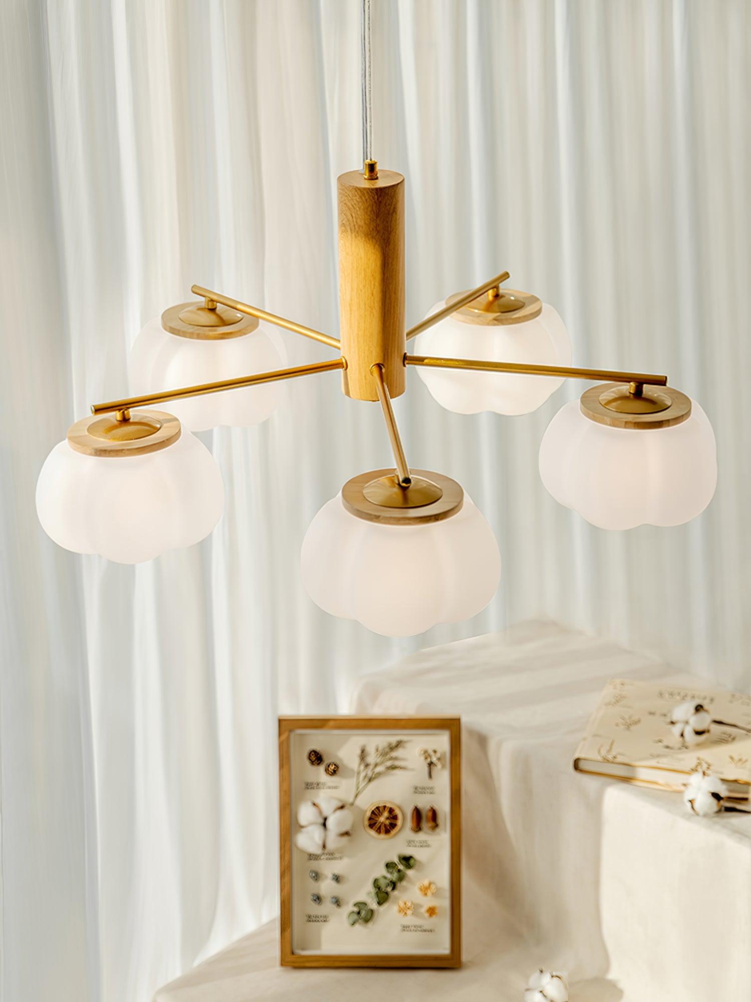 Handmade Cotton Ball Chandelier - Elegant Boho Home Decor for Bedroom, Nursery & Wedding | Soft Lighting Fixture with Natural Cotton Accents