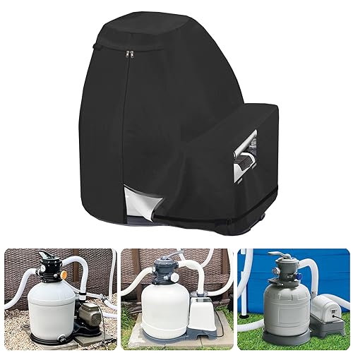 Bitubi Sand Filter Pump Cover - Waterproof & UV-Resistant Above Ground Pool Pump Cover - Fits Most Popular Sand Filter Brands (Black) - Protect Your Pool Pump from Weather & Debris