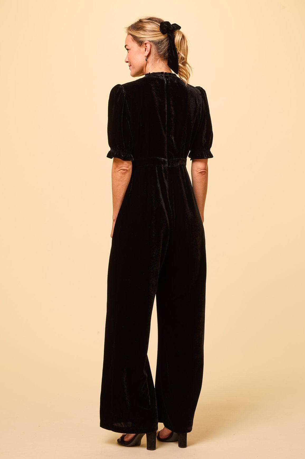 Tallulah Velvet Jumpsuit for Women - Elegant Black Jumpsuit with Long Sleeves | Perfect for Parties, Date Nights & Special Occasions
