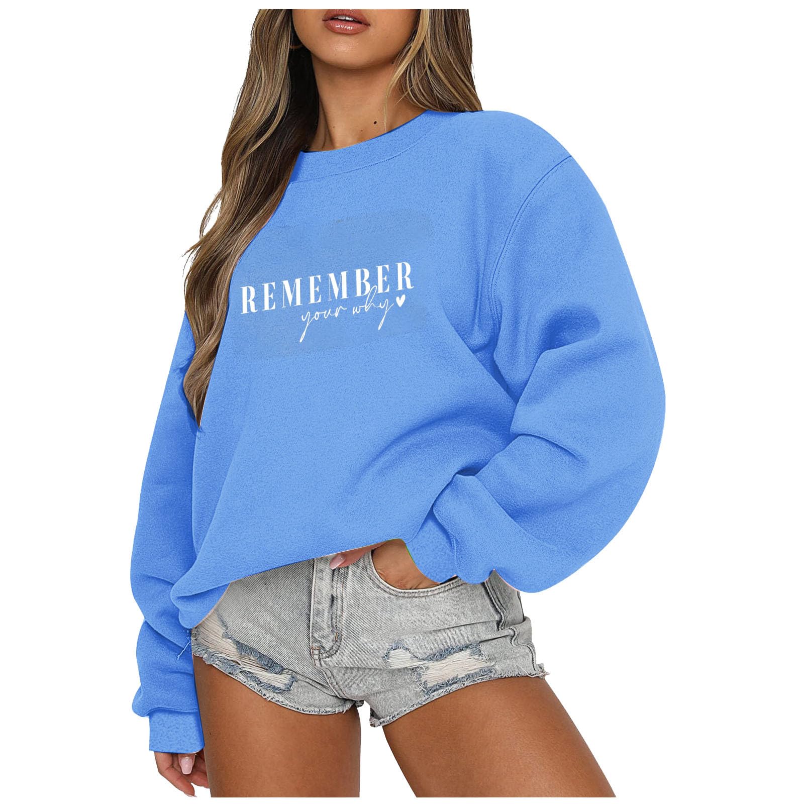 Ceboyel Oversized Pullover Sweater - Remember Your Why Letter Print Hoodie, Trendy Fall Winter Clothing 2023 for Casual Outings and Cozy Evenings