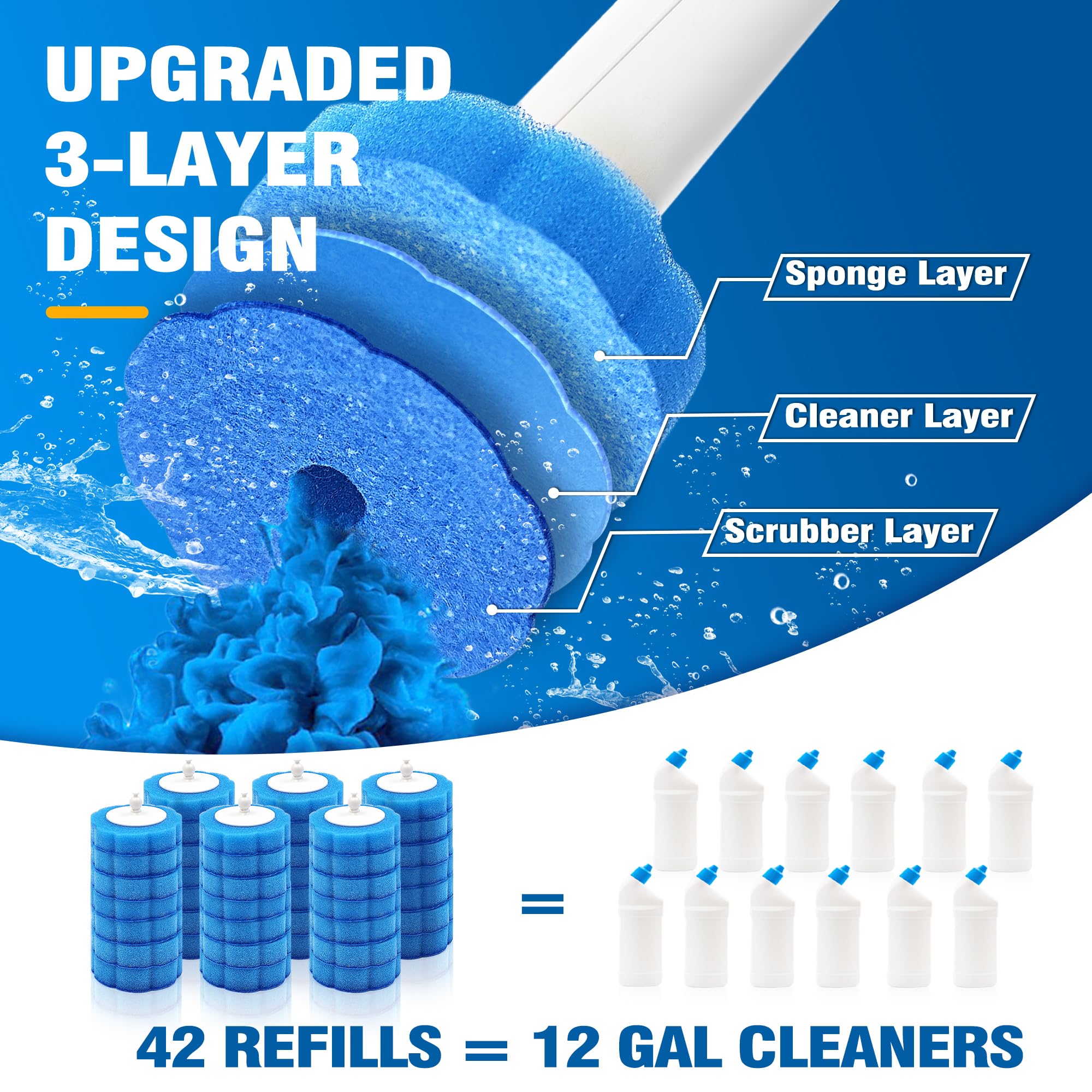 Disposable Toilet Brush with Tweezers - 42PC Refills for Bathroom Cleaning | Sink, Bathtub, Drain Care