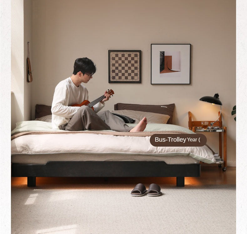 Oak Solid Wood Floating Platform Bed - Modern Minimalist American Light Bed Frame, No Headboard - Perfect for Small Bedrooms & Contemporary Home Decor